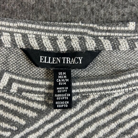 Ellen Tracy Gray/White Striped Pullover LS‎ Sweater Top, Size M - Picture 8 of 11